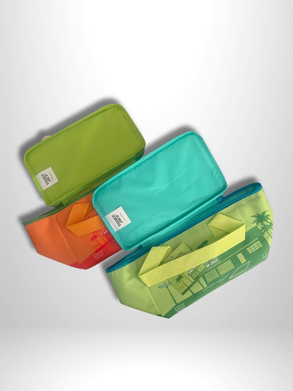 TRADER JOE'S Mini Insulated Tote Bundle | Orange & Green Stripe Bundle | NWT